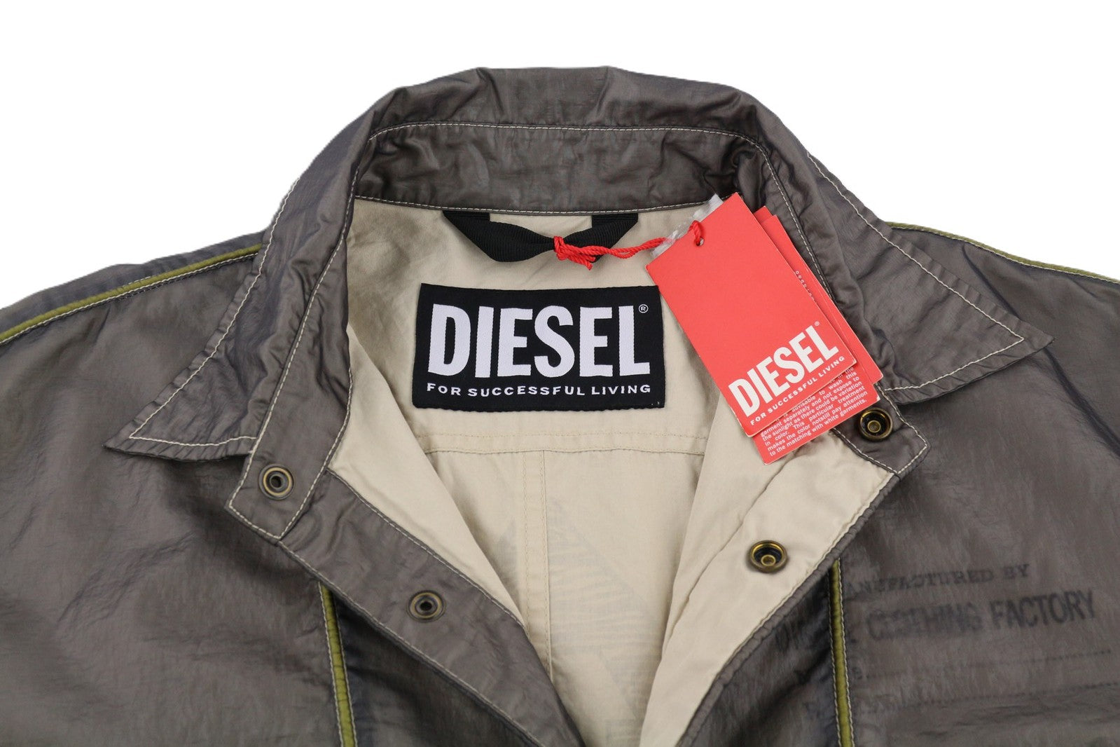 DIESEL S-U24 vyriška striukė L su spaudėmis, blizgančiu pamušalu, lengva, RRP 275 €