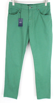 HACKETT Men Trousers 31 Green Slim Fit Cotton Stretch Pocket Flat Front