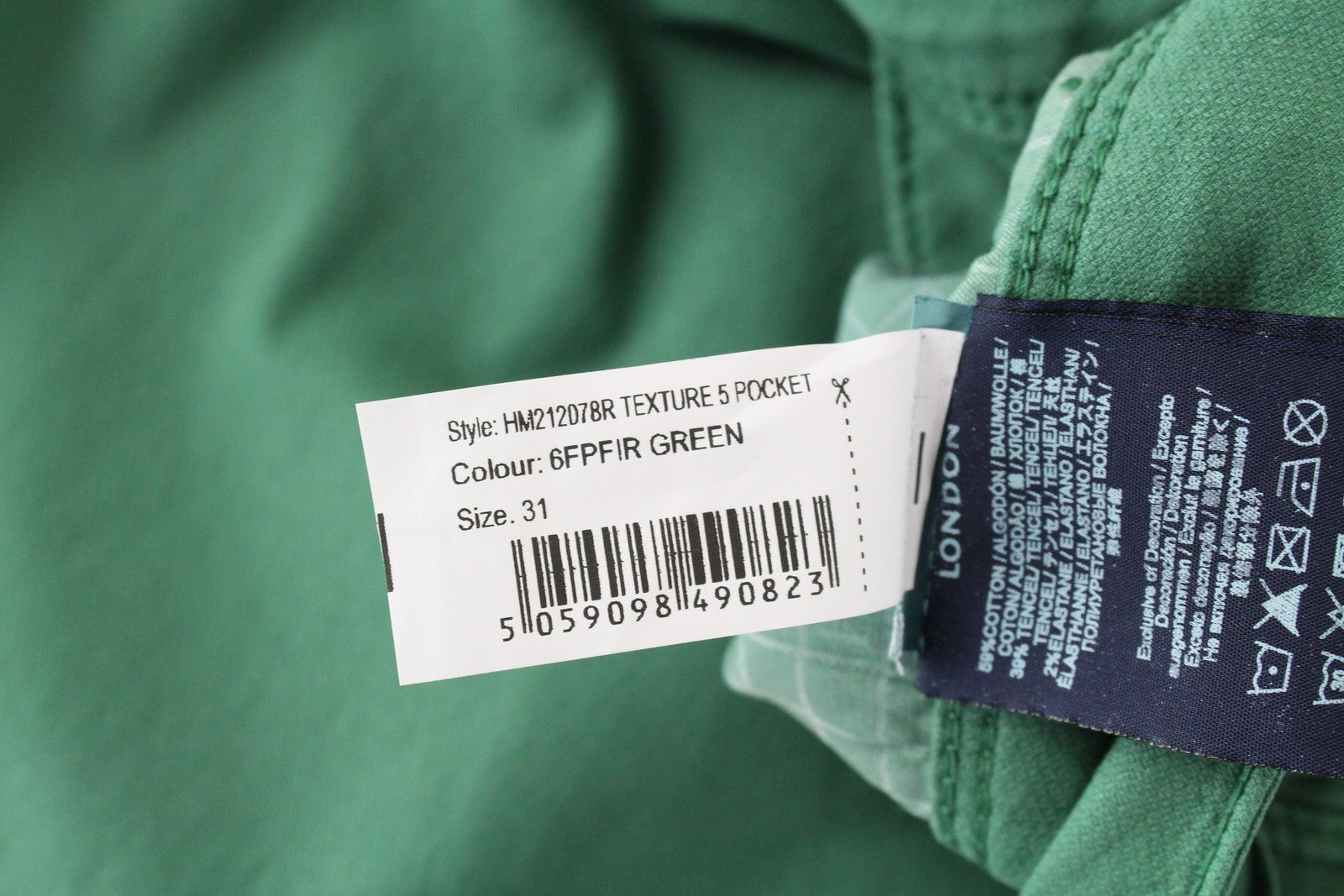 HACKETT Men Trousers 31 Green Slim Fit Cotton Stretch Pocket Flat Front