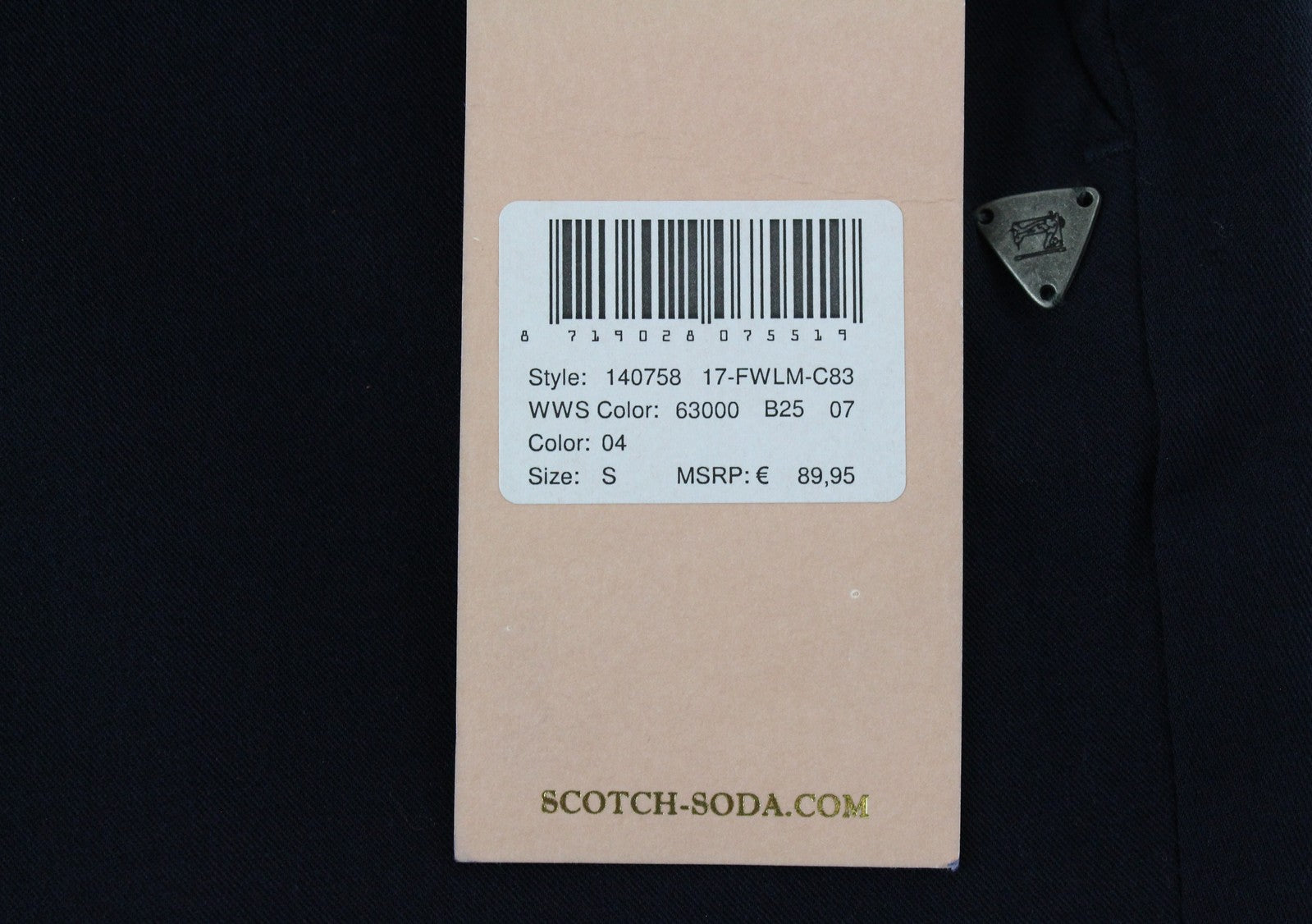 MAISON SCOTCH Women Trousers S Navy Slim Pleated Belted Stretch Classic