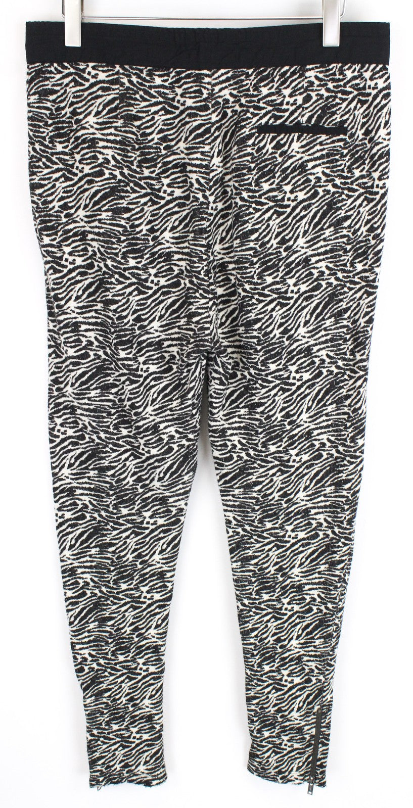 MAISON SCOTCH Women Trousers L Black White Slim Zebra Patterned Cotton Blend