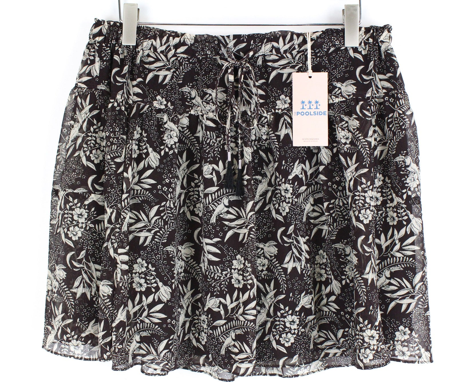 MAISON SCOTCH The Poolside Women Skirt XL Brown Pattern Waistband Pull On Lined