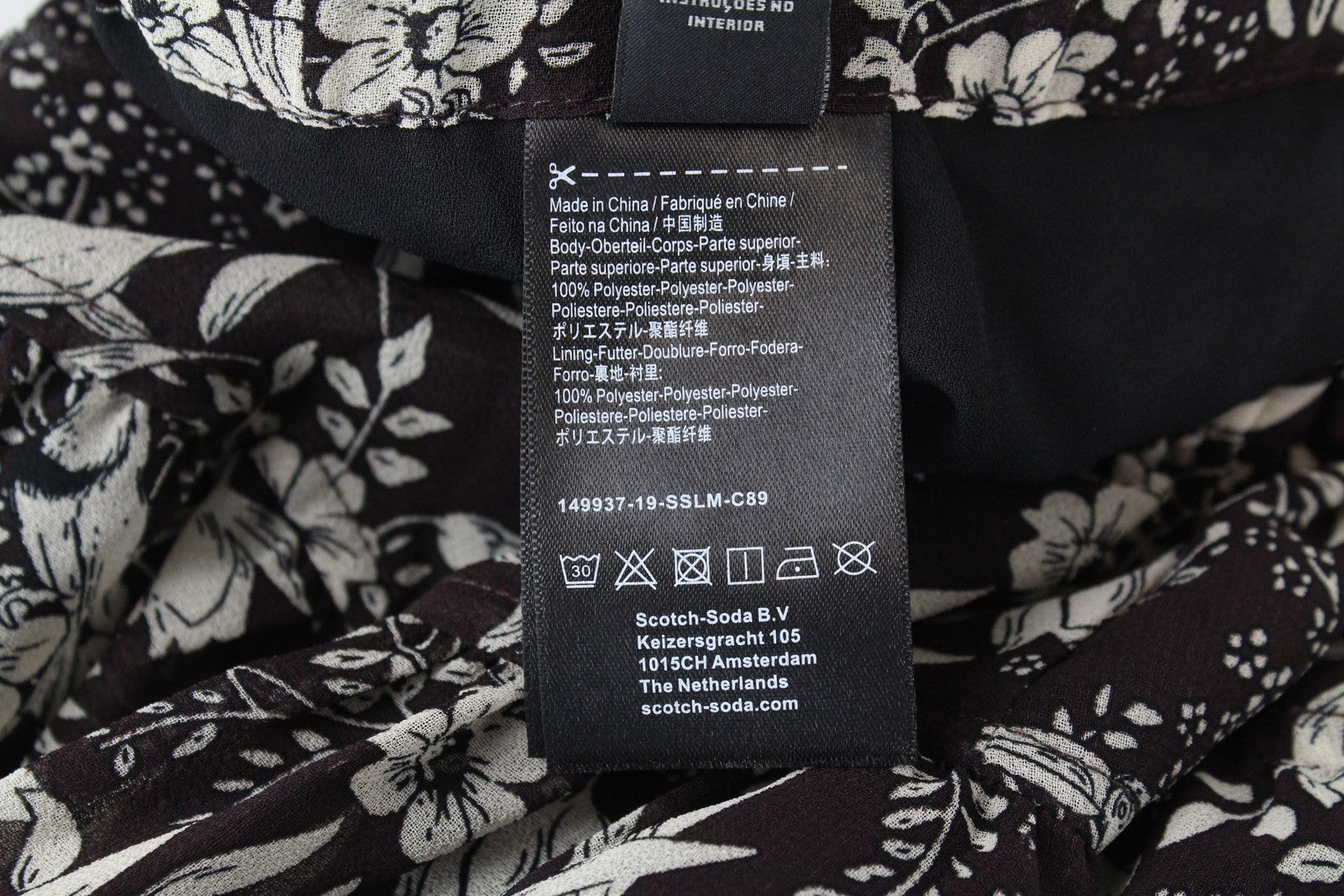 MAISON SCOTCH The Poolside Women Skirt XL Brown Pattern Waistband Pull On Lined