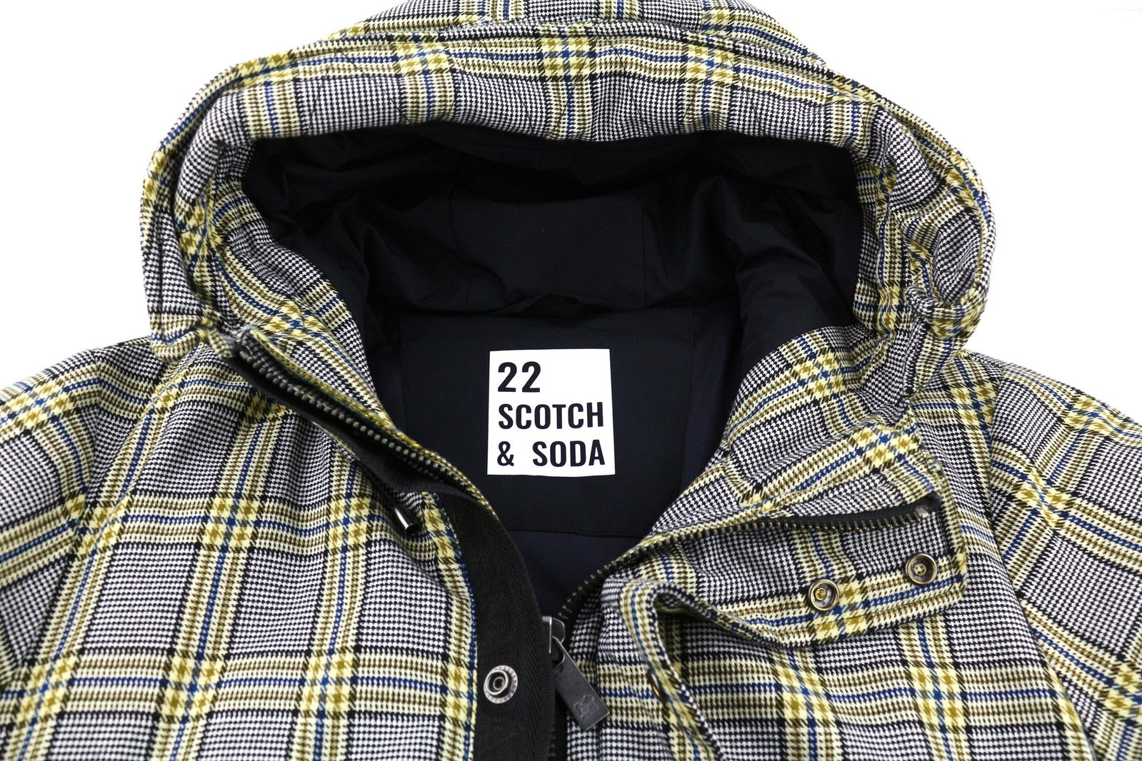 SCOTCH &amp; SODA vyriška striukė ~M languota, su gobtuvu, pamušalu, užtrauktuku ir laisvalaikio logotipu 