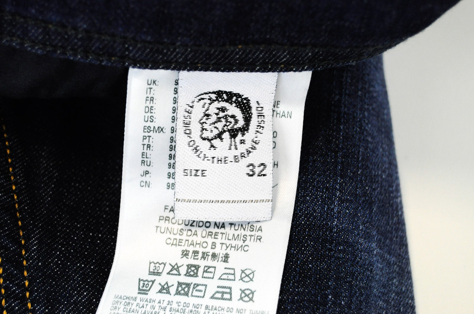 DIESEL Tepphar R7NA8 vyriški džinsai W32/L34 ploni, morkų spalvos, skalbtos, mėlynos, tamprios kelnės 