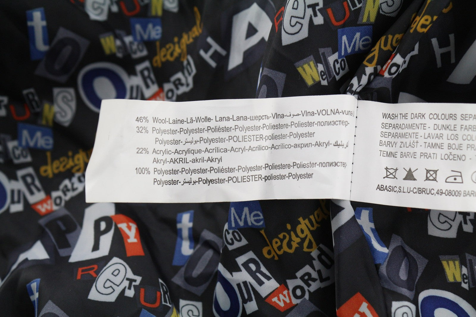 DESIGUAL moteriškas paltas ~L trumpomis rankovėmis, vilnos mišinio aukštu kaklu, languotais logotipo kišenėmis 