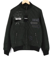 DESIGUAL vyriška striukė L dydžio bomber stiliaus, su izoliaciniais lopais, logotipu, užtrauktuku ir pamušalu, juoda 