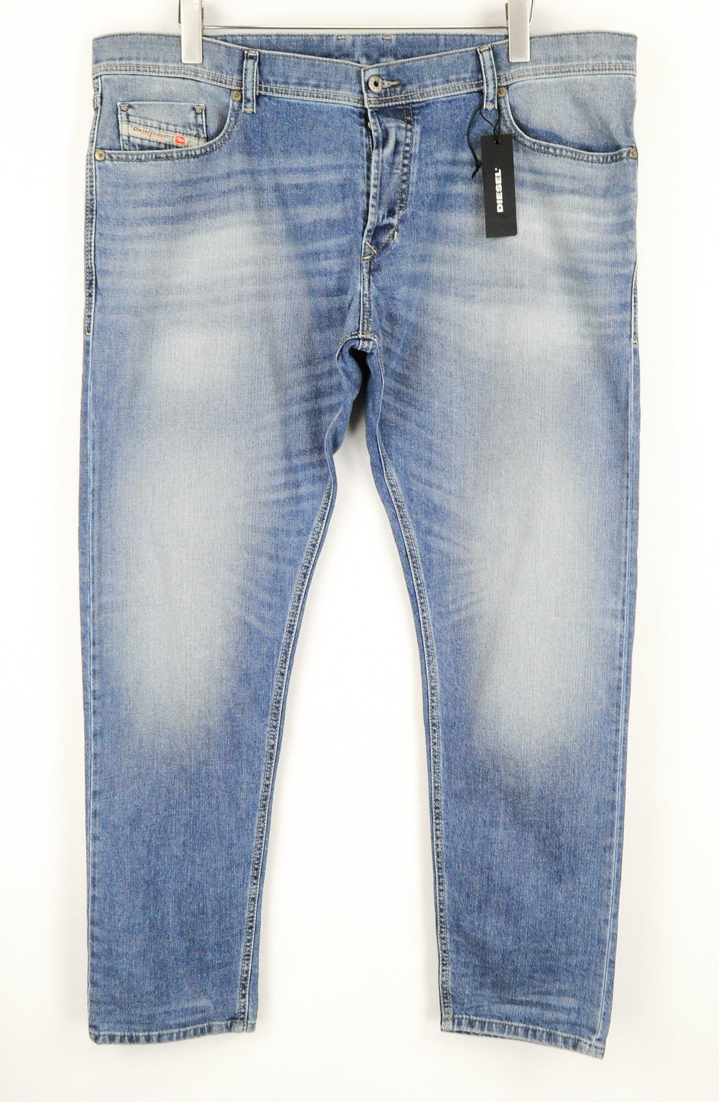DIESEL Tepphar 0842H vyriški džinsai W40/L32 Slim Carrot Fit, mėlyni, 5 kišenių, tamprūs 