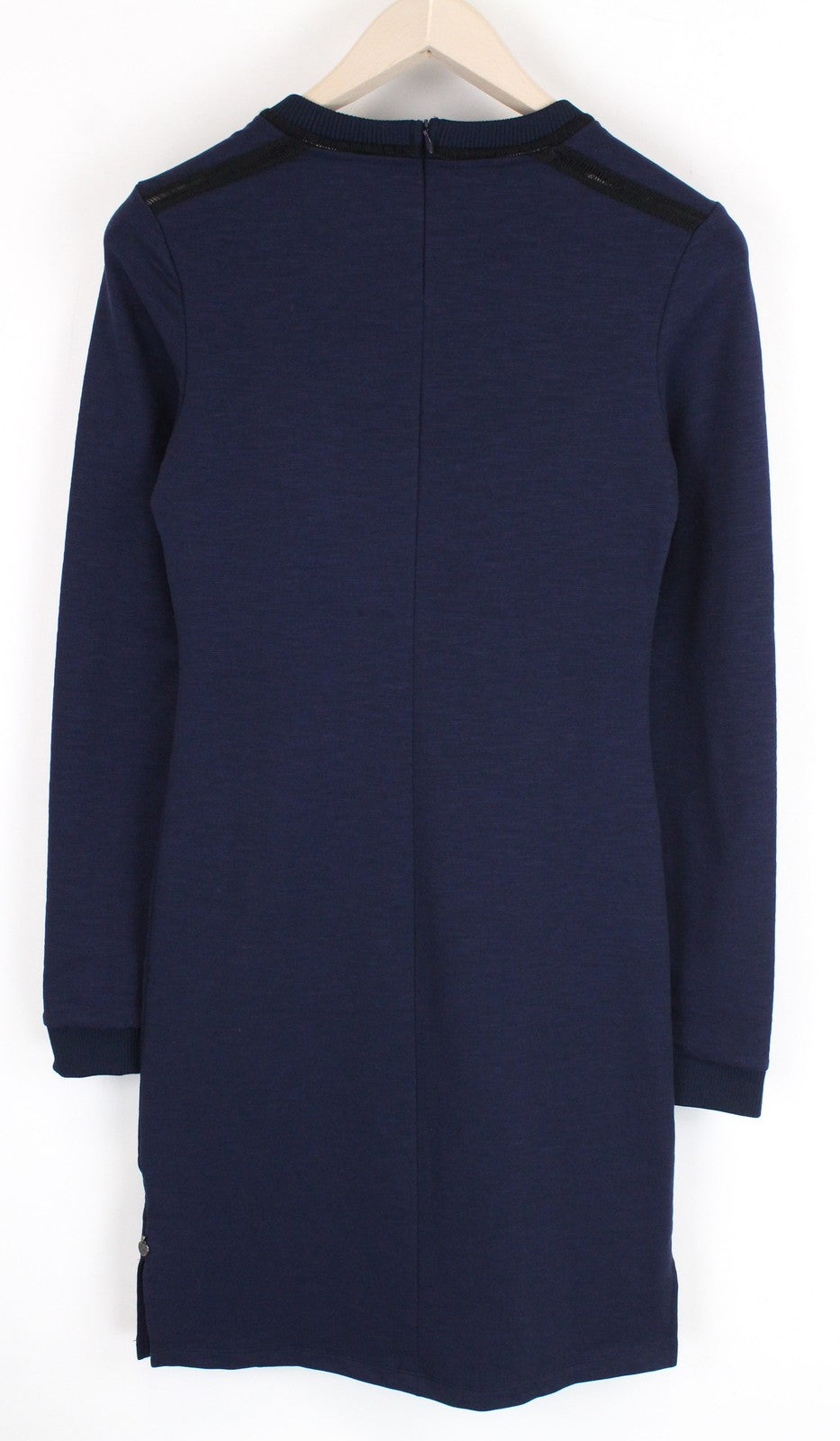 MAISON SCOTCH Women Dress S Navy Cotton Blend Stretch Long Sleeved Zipped