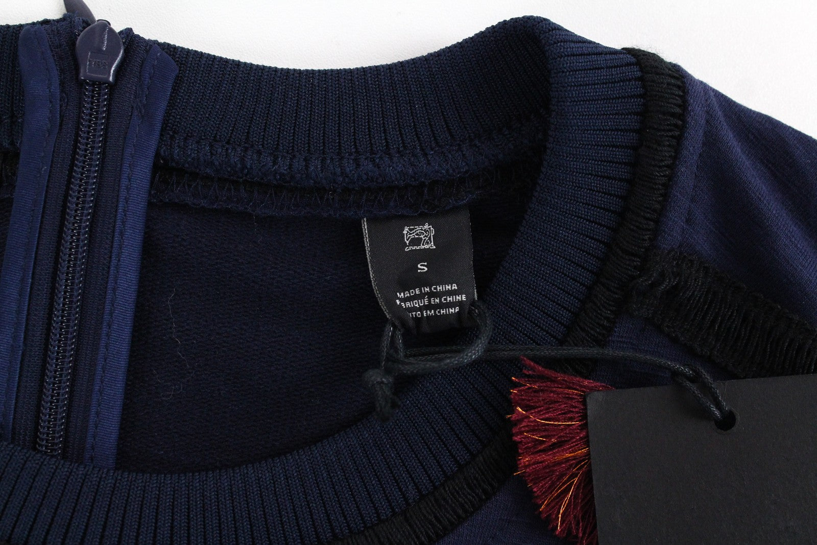 MAISON SCOTCH Women Dress S Navy Cotton Blend Stretch Long Sleeved Zipped