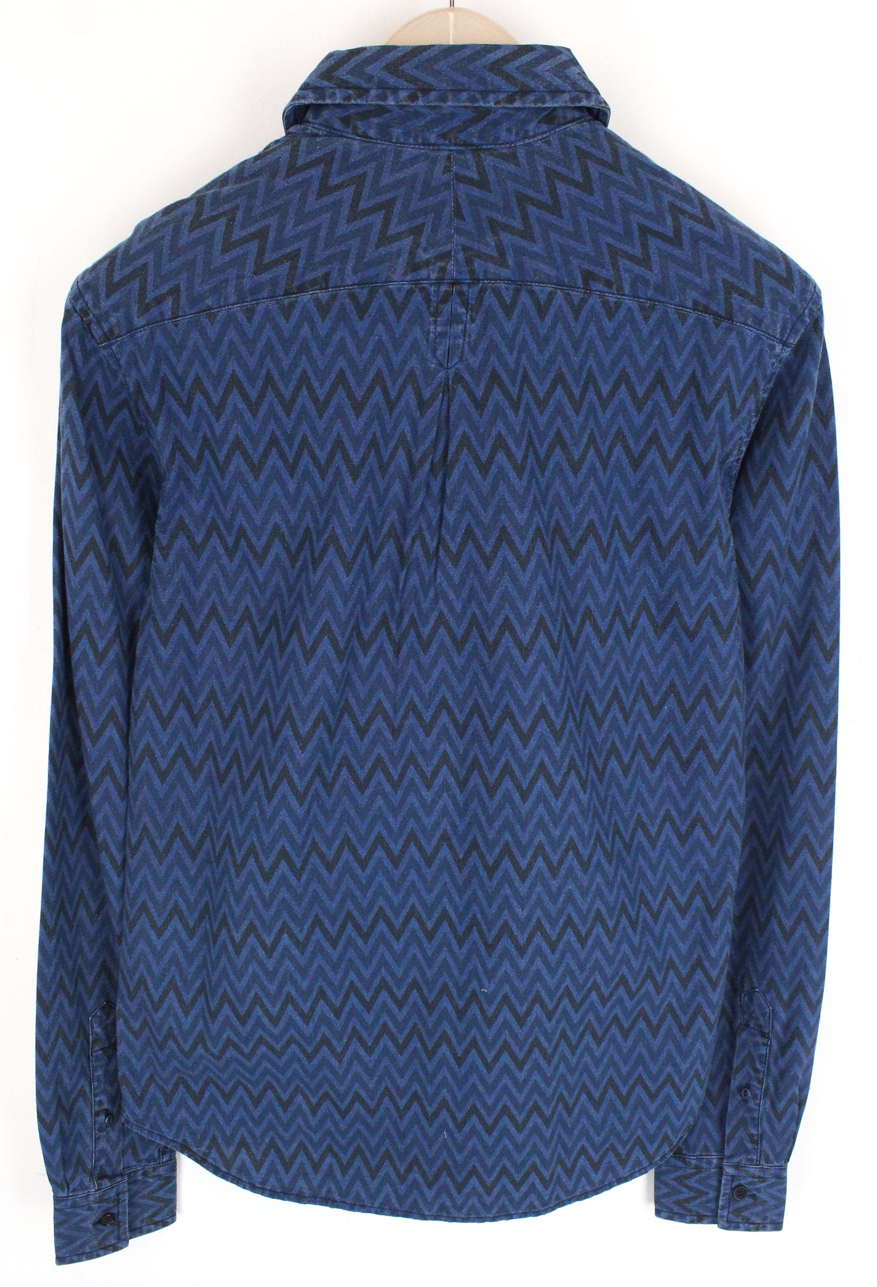 SCOTCH &amp; SODA Ams Blauw vyriški S raštais mėlyni džinsinio stiliaus medvilniniai marškiniai