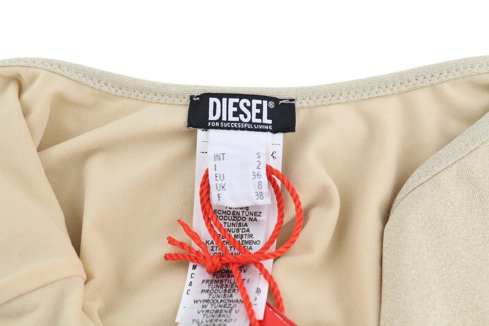 DIESEL Bfsw-Gretel moteriškas maudymosi kostiumėlis S, vientisas, RRP 110 €, tamprus, blizgučiais smėlinis 