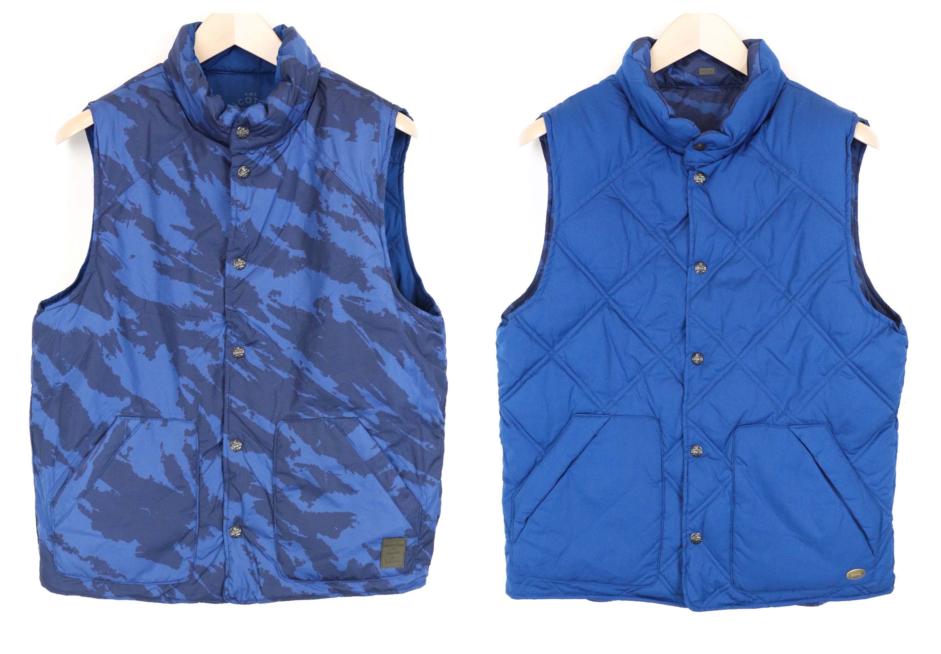 SCOTCH & SODA Men's M Camouflage Reversible Puffer Vest Snap Short Fit