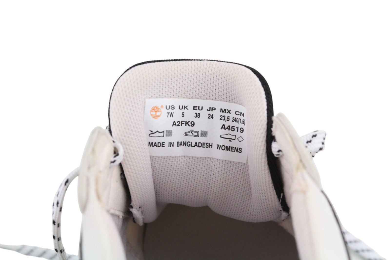 TIMBERLAND A2FK9-A4519 moteriški sportbačiai, 38/38.5, balti, juodi, su raišteliais, laisvalaikio stiliaus, tekstiliniai. 