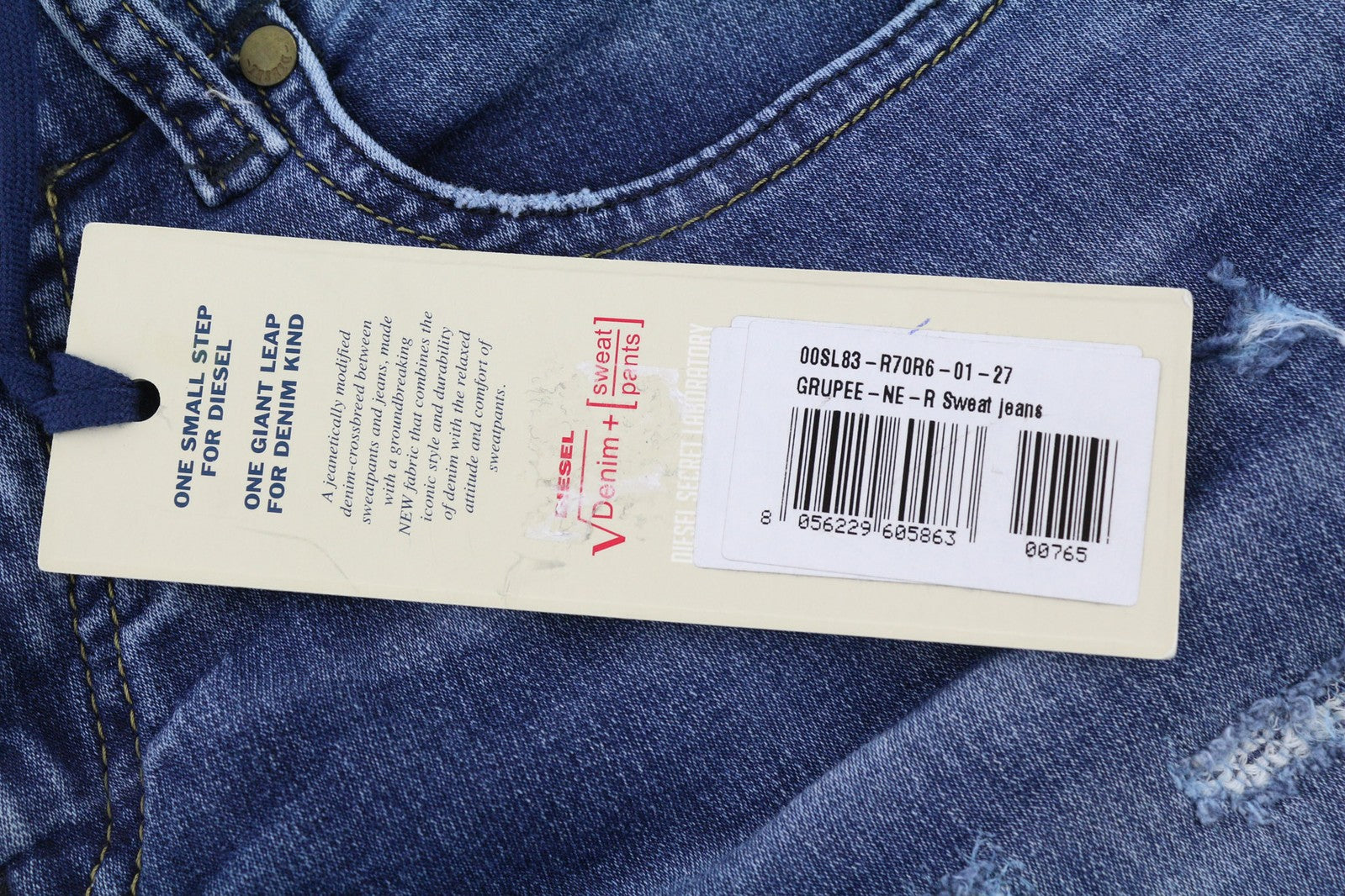 DIESEL Grupee-NE 0607U Women Jeans W27 Sweat Jogg Super Slim Skinny Blue RRP€250