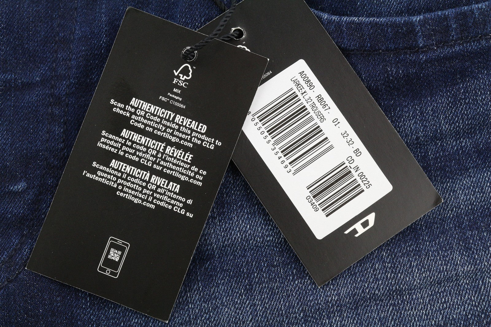 DIESEL 1985 Larkee RB067 vyriški džinsai W32/L32 tiesaus kirpimo, su sagomis, skalbtos mėlynos spalvos 