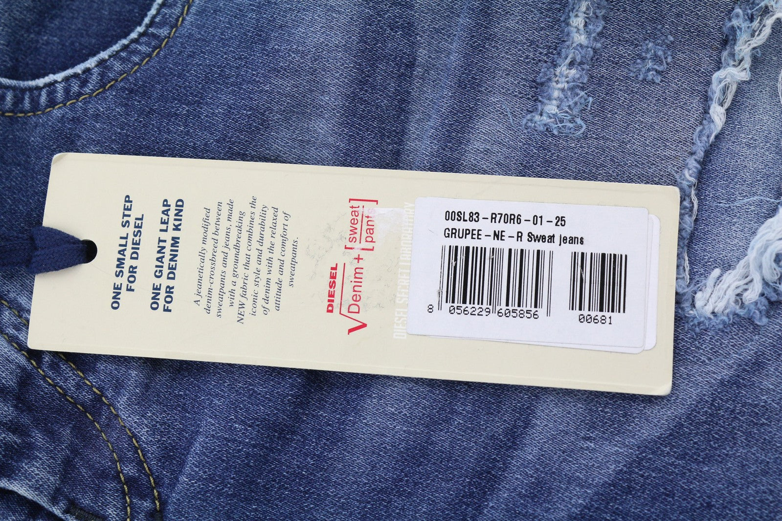 DIESEL Grupee-NE 0607U Women Jeans W25 Sweat Jogg Super Slim Skinny Blue RRP€250