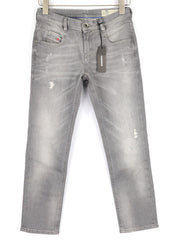 DIESEL Belthy-Ankle 0853H Womens Jeans W24/L32 Slim Straight Grey Distressed