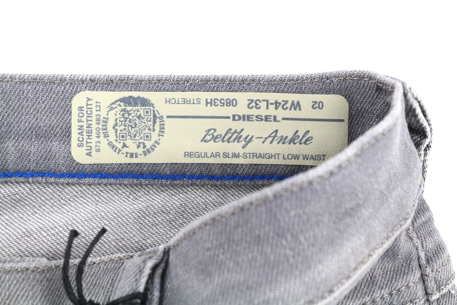 DIESEL Belthy-Ankle 0853H Womens Jeans W24/L32 Slim Straight Grey Distressed