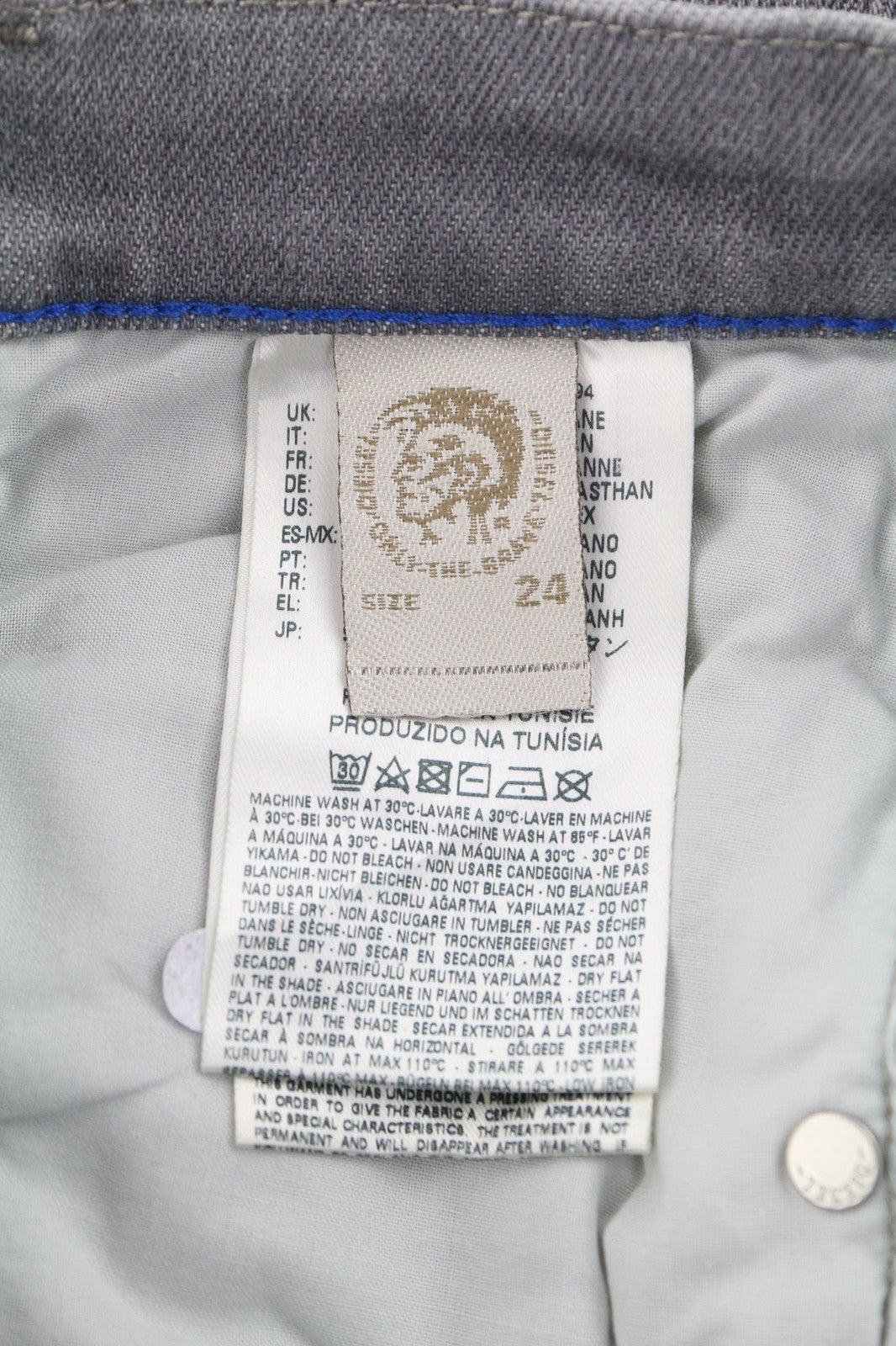 DIESEL Belthy-Ankle 0853H Womens Jeans W24/L32 Slim Straight Grey Distressed