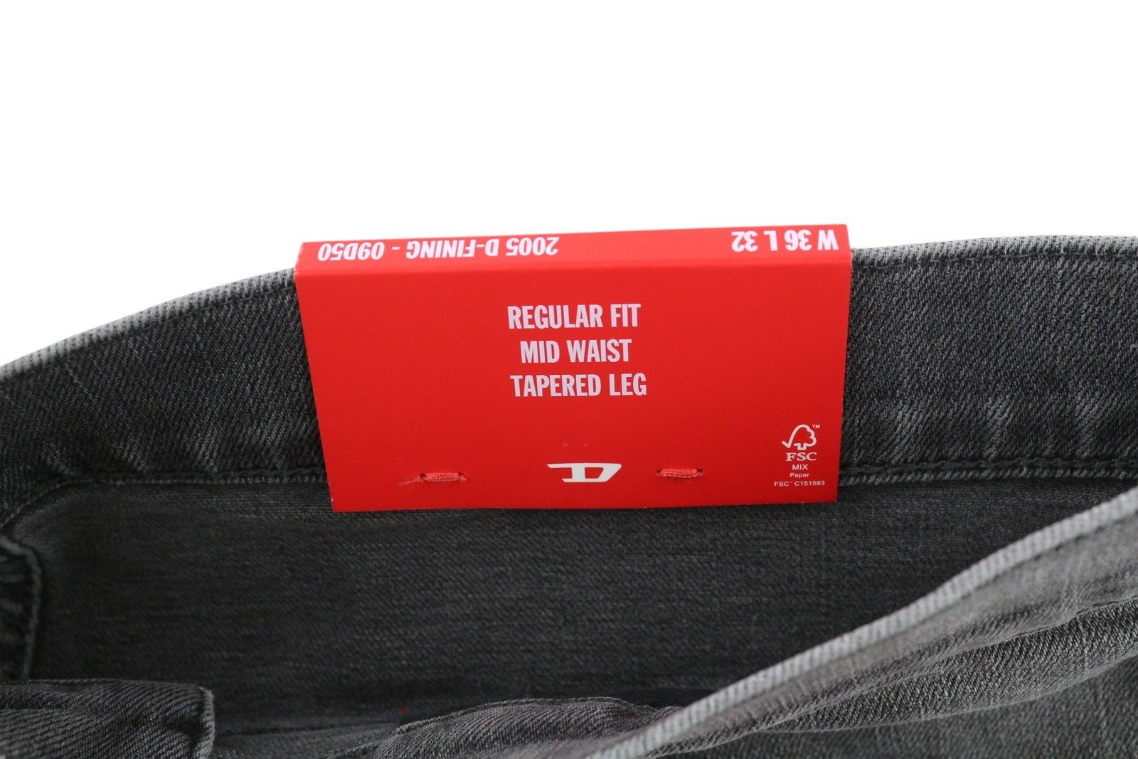 DIESEL 2005 D-Fining 09D50 vyriški džinsai, W36/L32, įprasto kirpimo, su sagomis, pilki. 