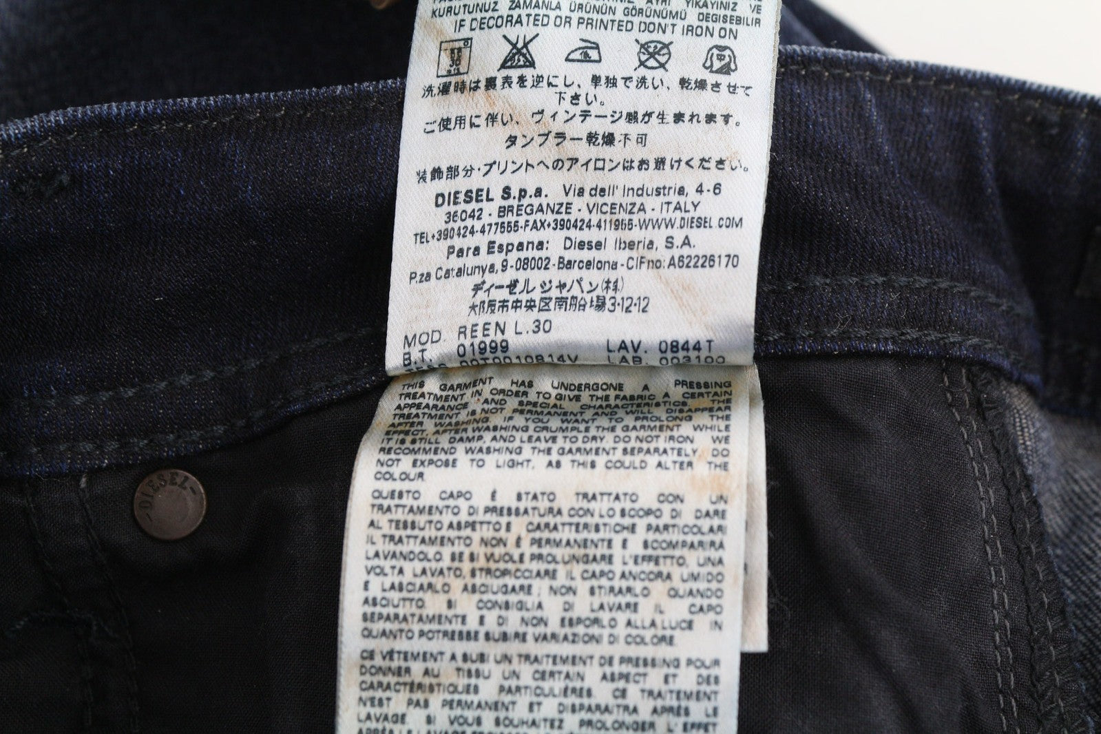 DIESEL D.N.A. Reen 0844T Women Jeans W24/L30 Regular Straight Dark Blue Stretch