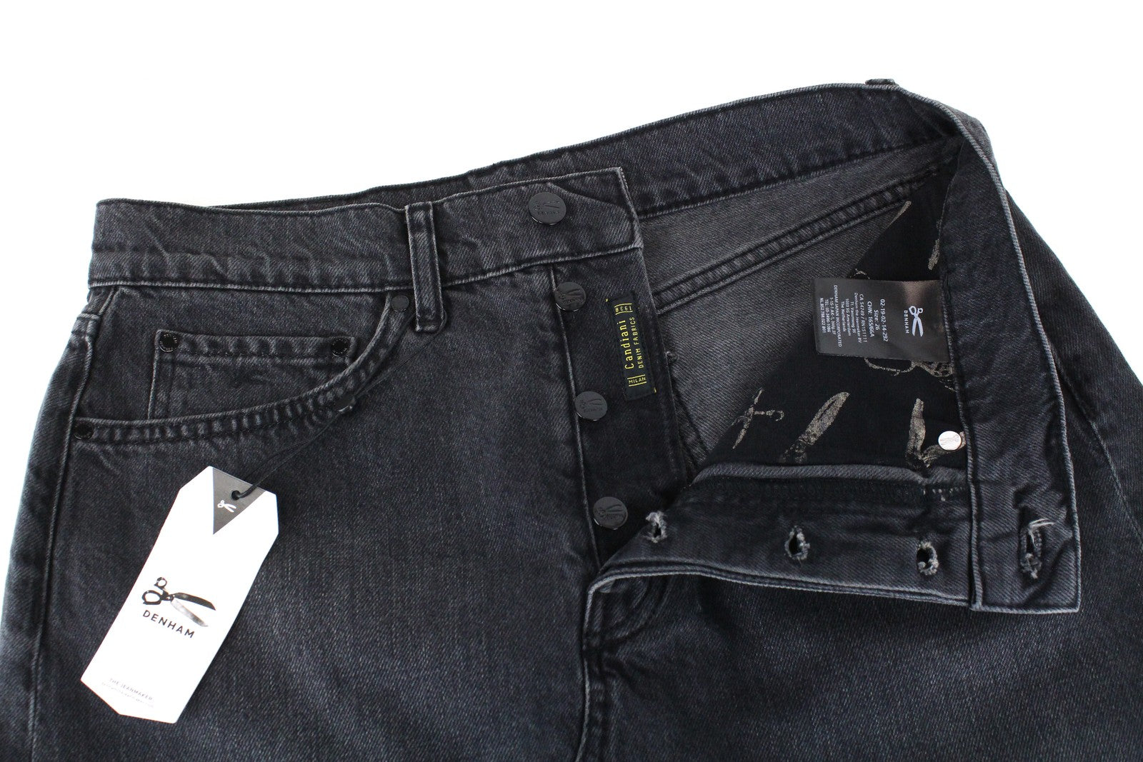 DENHAM Pearl Women's W26 Black Cotton 5-Pocket Washed Mini Denim Skirt