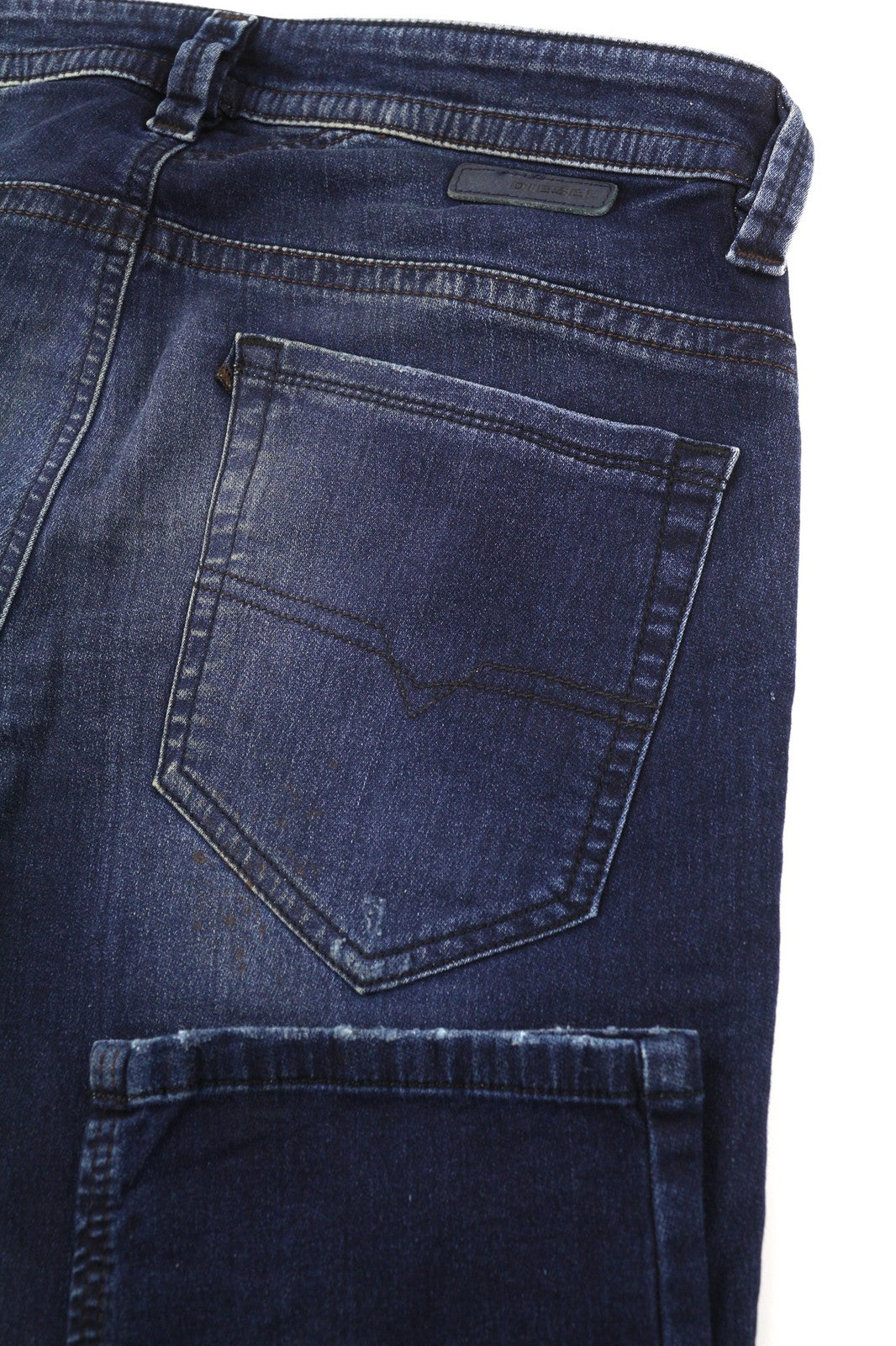 DIESEL Thavar-NE 0607U vyriški džinsai W28 Sweat Jogg Slim mėlyni, tamprūs, plėšyti 