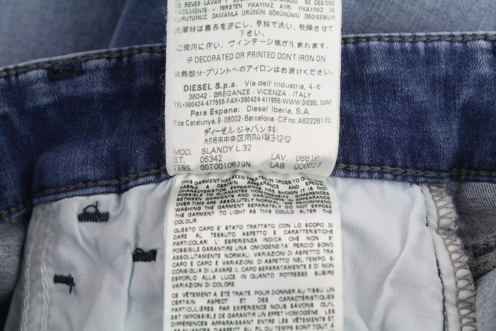 DIESEL Slandy 0681P moteriški džinsai W25/L32 Super Slim Skinny mėlyni tamprūs blukinti džinsai 