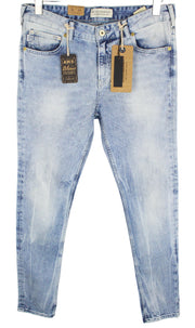 SCOTCH &amp; SODA Skim vyriški W31/L34 mėlyni medvilniniai tamprūs aptempti džinsai su 5 kišenėmis 