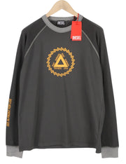 DIESEL T-Juslan-LS vyriški marškinėliai, pilki, medvilniniai, ilgomis rankovėmis, apvalia apykakle, RRP 100 € 