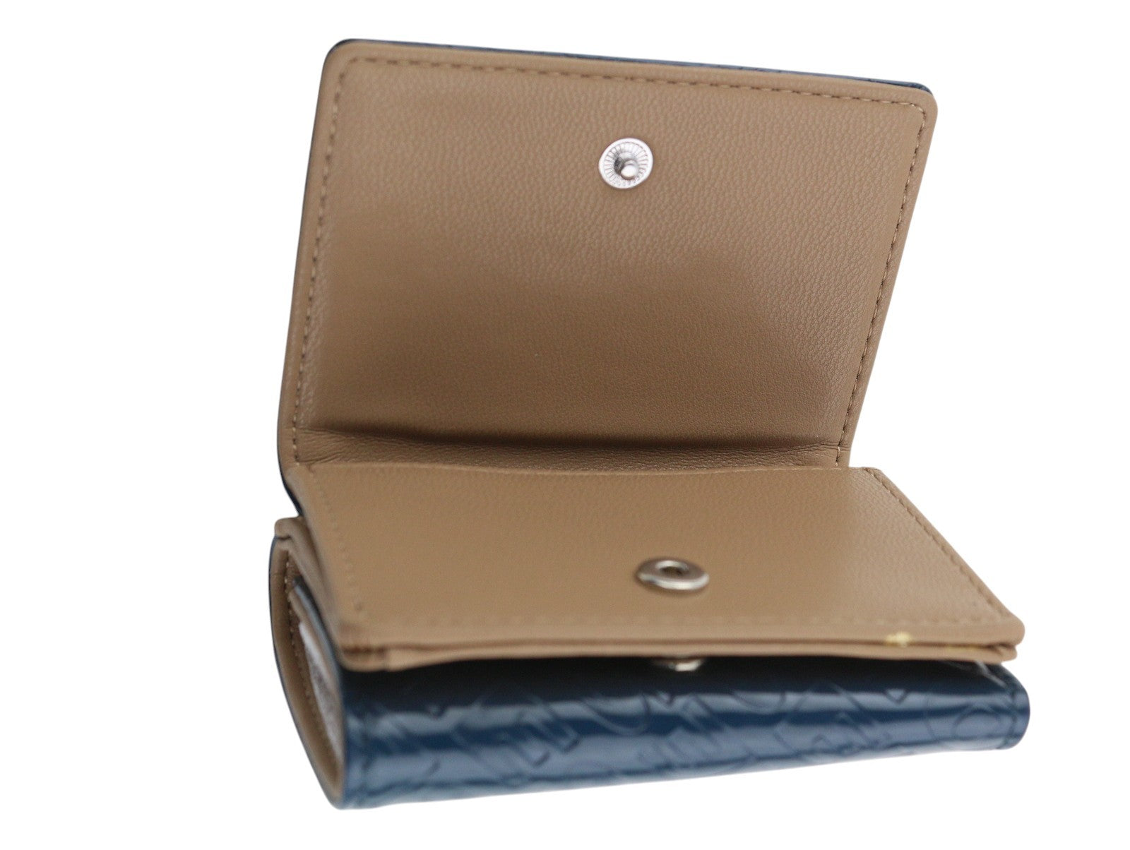 DIESEL Monogram Lorettina moteriška piniginė OS mėlyna ruda dirbtinės odos spausdintas logotipas 