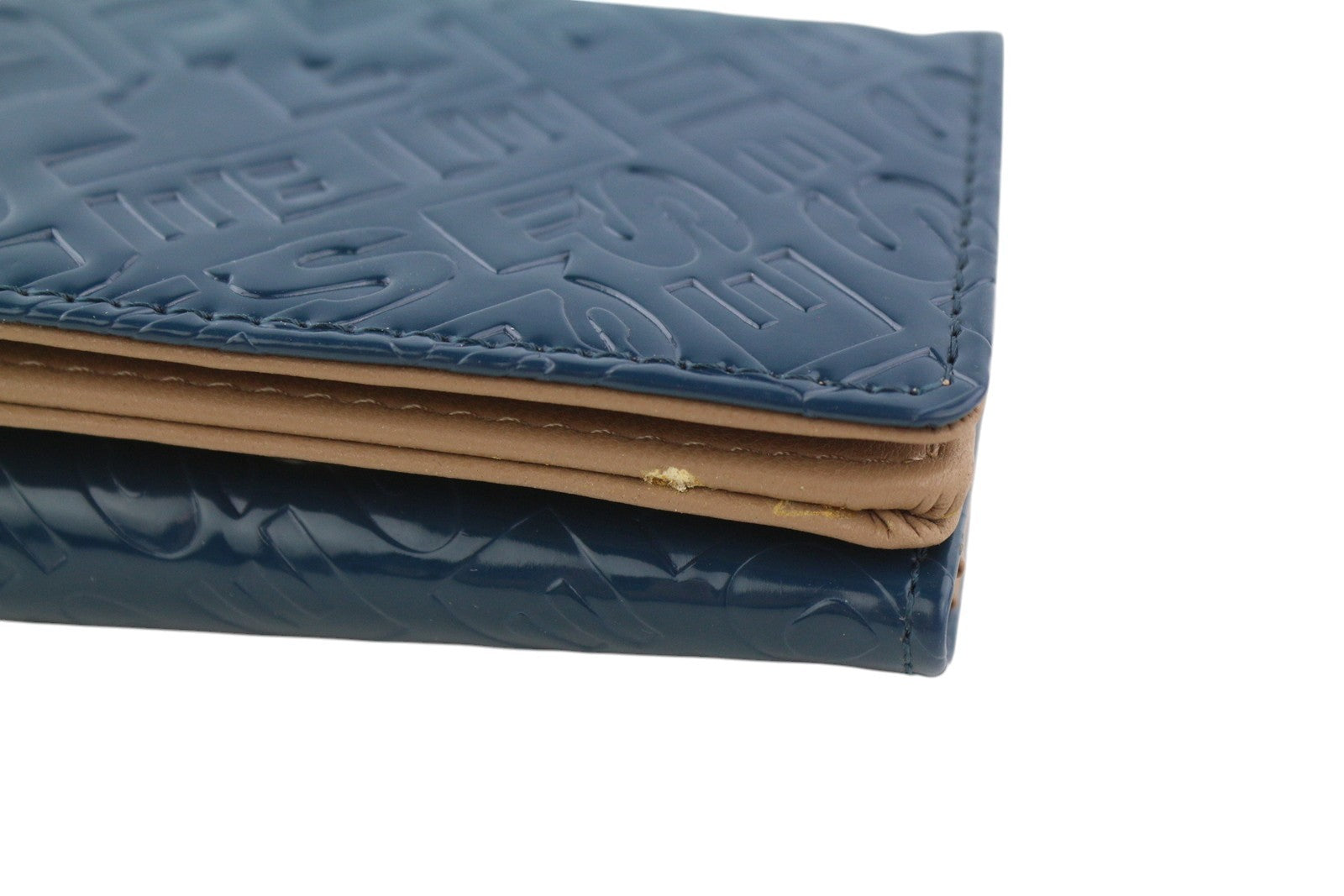 DIESEL Monogram Lorettina moteriška piniginė OS mėlyna ruda dirbtinės odos spausdintas logotipas 