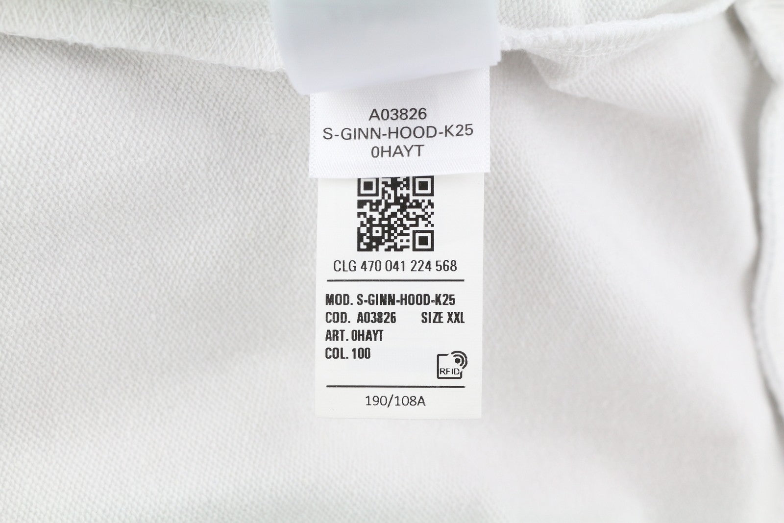 DIESEL S-Ginn-Hood-K25 vyriškas džemperis su gobtuvu, 2XL, baltas, su kengūros kišene, rekomenduojama kaina – 125 € 