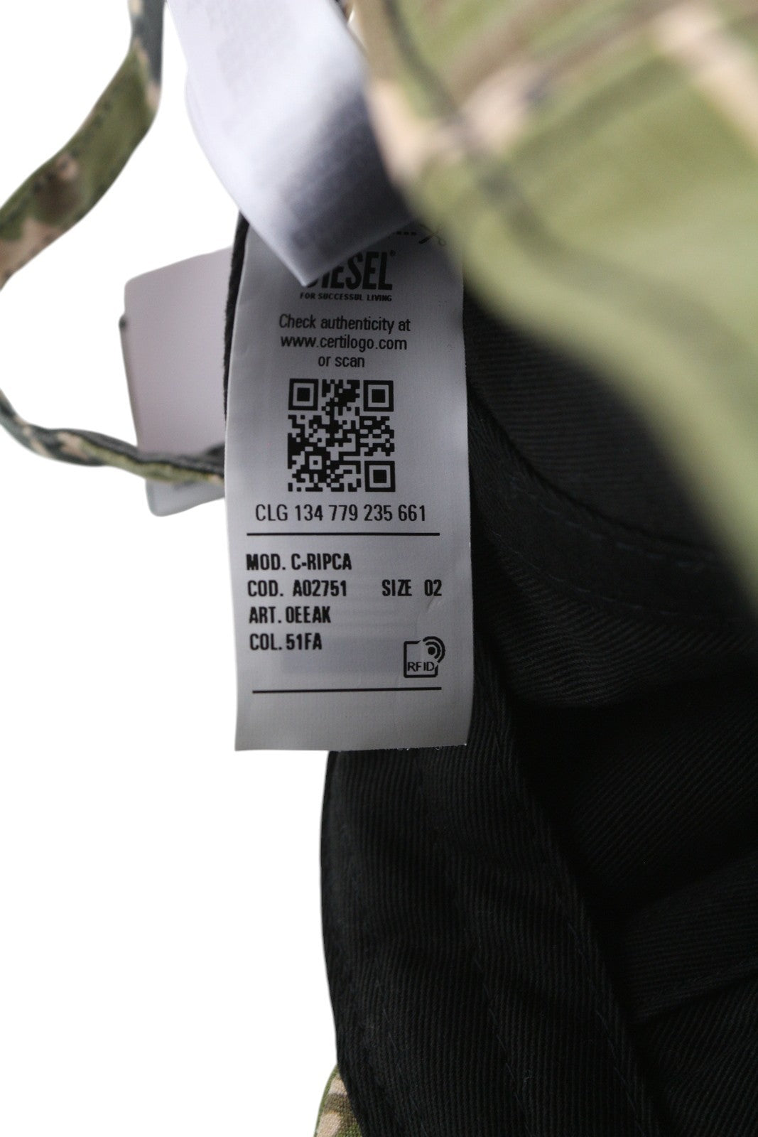 DIESEL C-Ripca vyriška kepurė OS kamufliažinis raštas beisbolo siuvinėta medvilnė unisex 