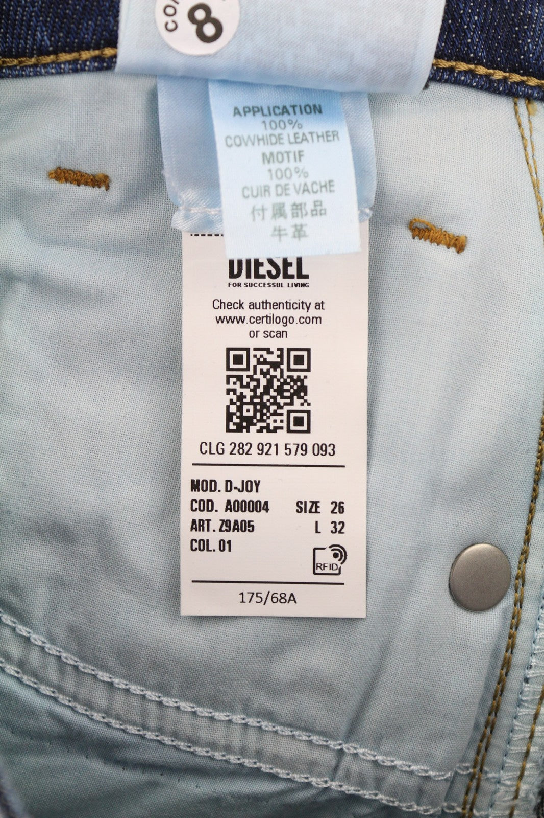 DIESEL D-Joy Z9A05 Womens Jeans W26/L32 Slim Blue Stretchy Washed 5-Pocket