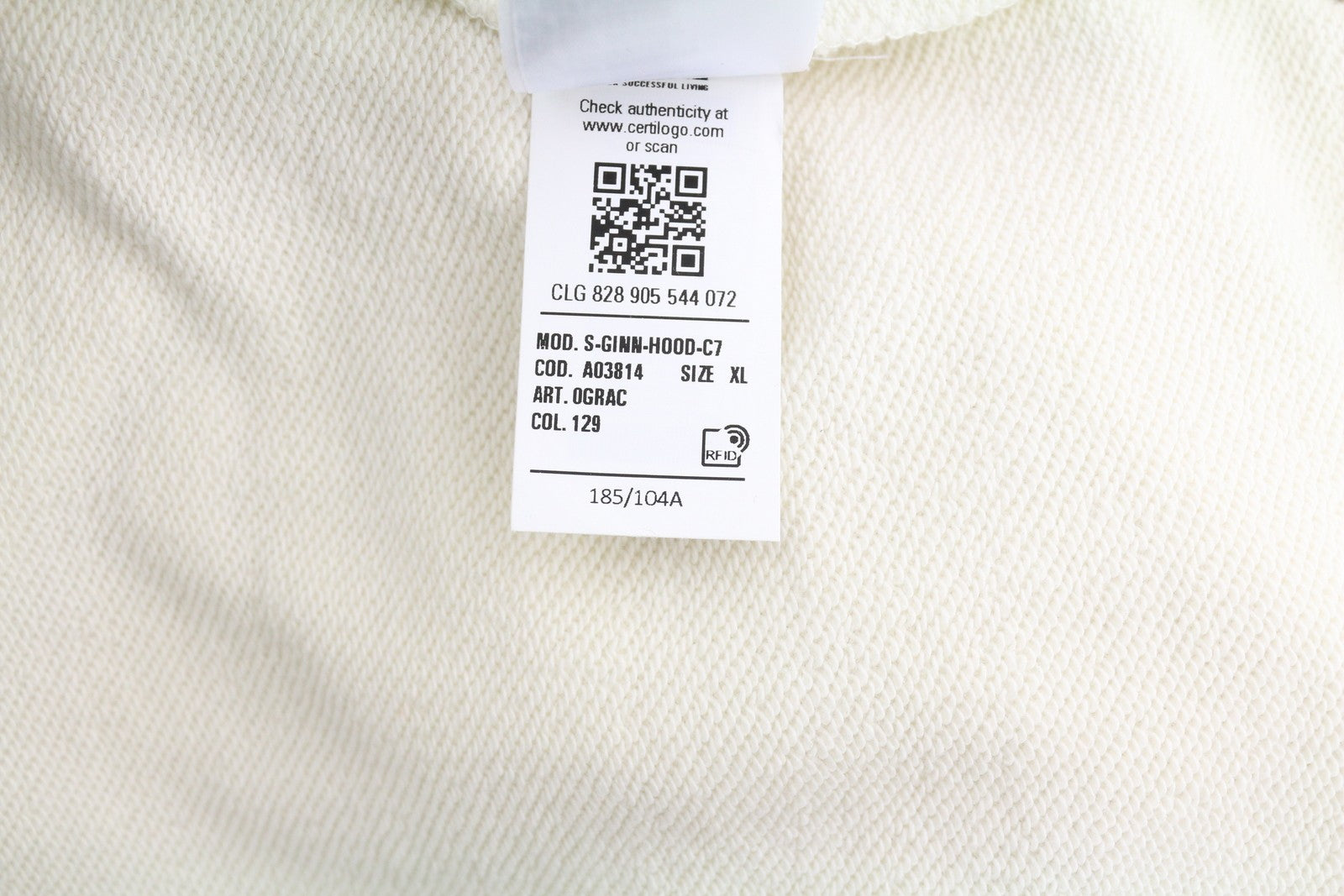 DIESEL S-Ginn-Hood-C7 vyriškas džemperis su gobtuvu XL dydžio, balkšvas, su kengūros kišene. RMK 150 €. 