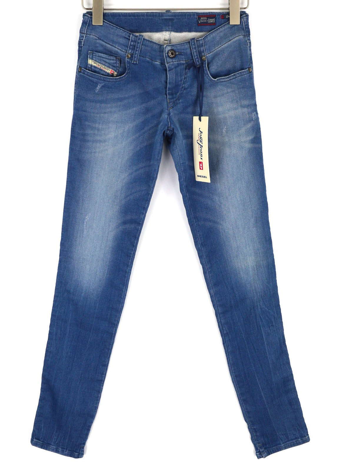 DIESEL Grupee-NE 0837T Womens Jeans W25 Sweat Jogg Super Slim Skinny Blue Wash