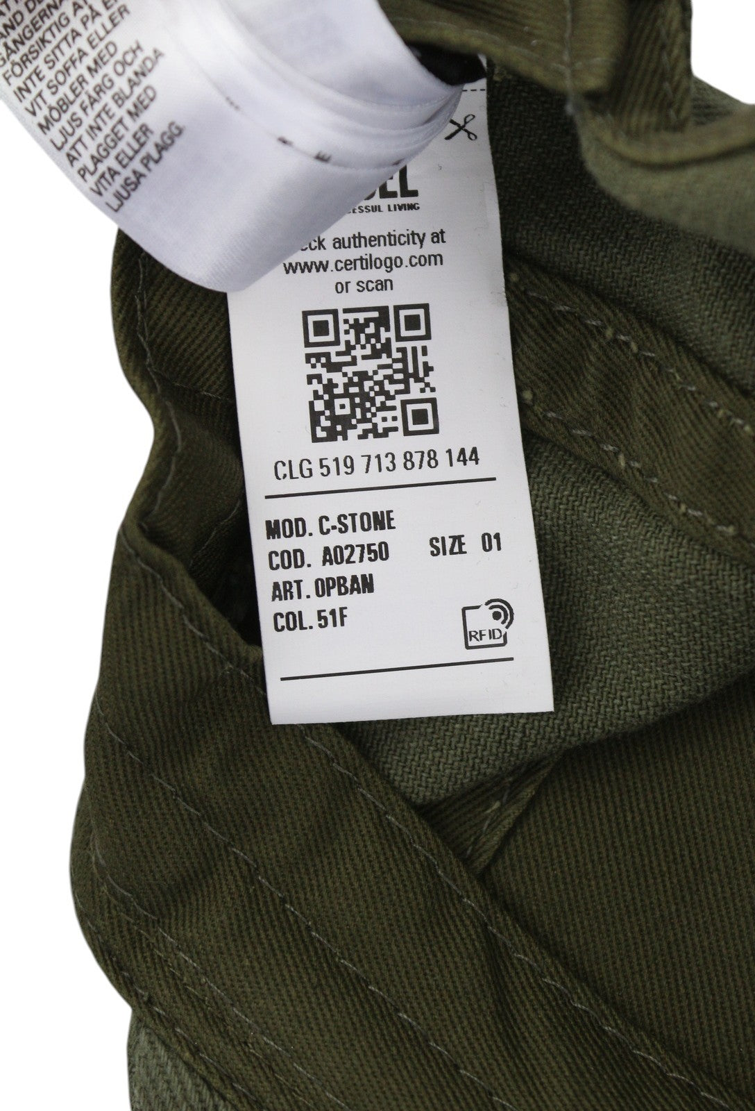 DIESEL C-Stone vyriška beisbolo kepurė su D-Rill Usion siuvinėta žalia medvilnė RRP70 