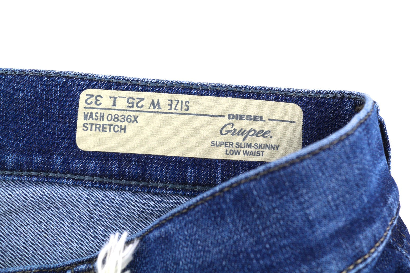 DIESEL Grupee 0836X Womens Jeans W25/L32 Super Slim  Skinny Blue Stretchy