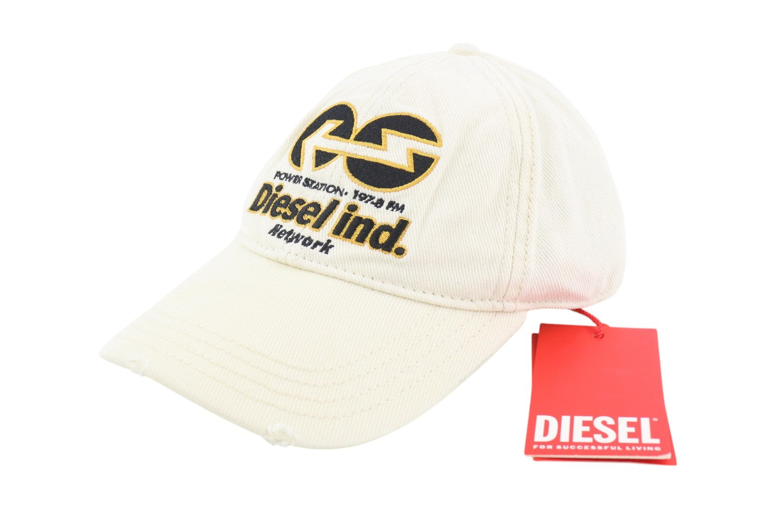 DIESEL C-Syom Men Cap OS White Baseball Embroidered Light Cotton Casual Unisex