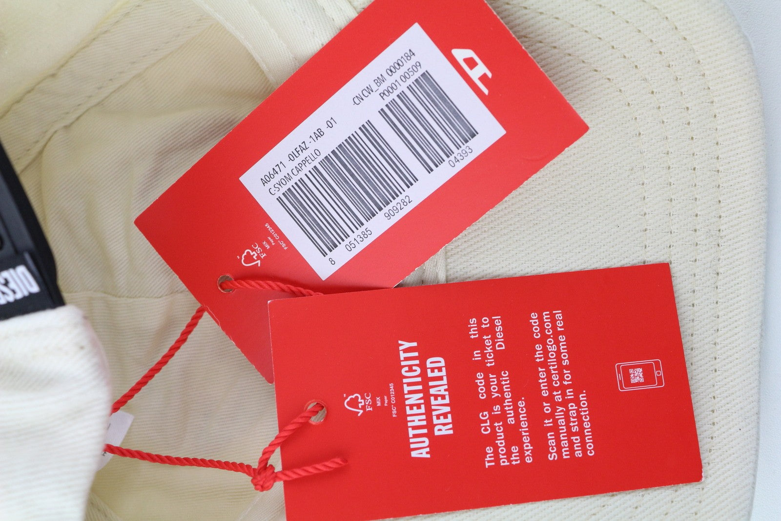 DIESEL C-Syom Men Cap OS White Baseball Embroidered Light Cotton Casual Unisex