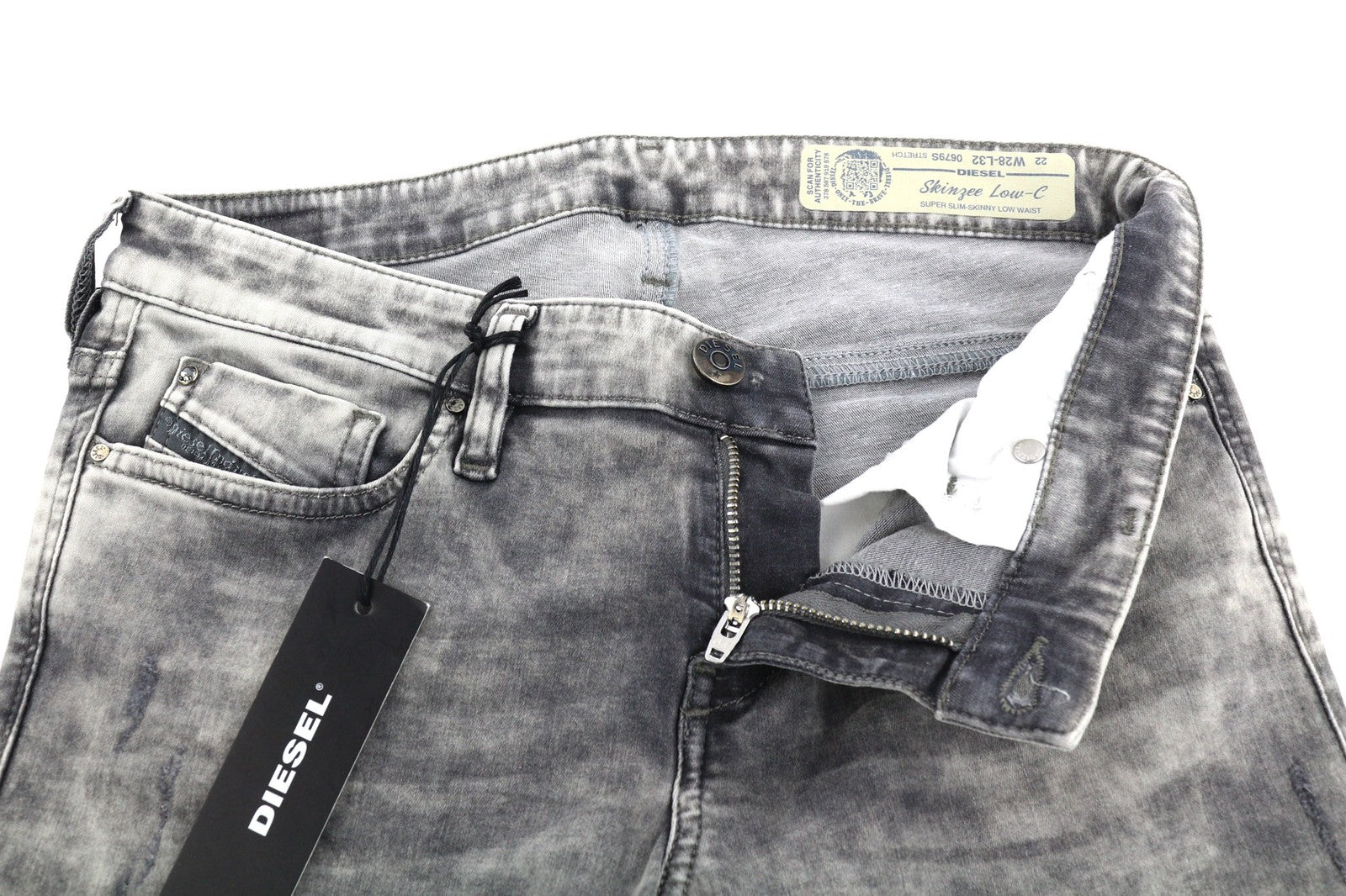 DIESEL Skinzee Low-C 0679S Womens Jeans W28/L32 Slim Skinny Grey Stretch RRP€200
