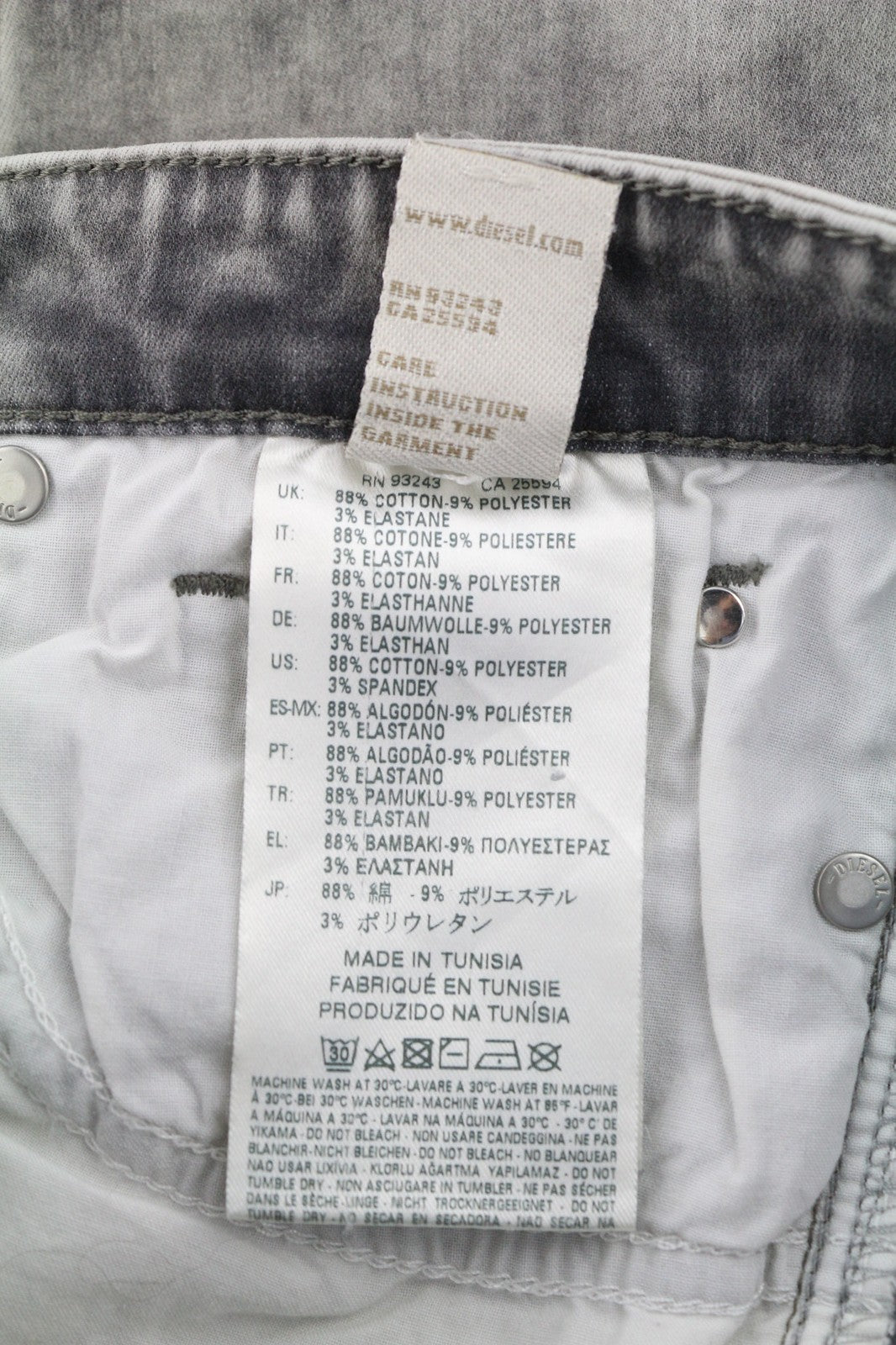 DIESEL Skinzee Low-C 0679S Womens Jeans W28/L32 Slim Skinny Grey Stretch RRP€200