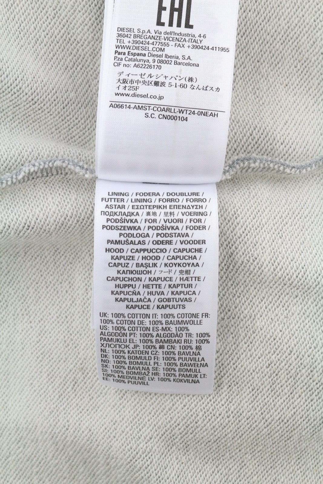 DIESEL Amst-Coarll-Wt24 vyriškas džemperis su gobtuvu, L Sport 55DSL, su užtrauktuku, melanžo pilkas, rekomenduojama mažmeninė kaina – 175 € 