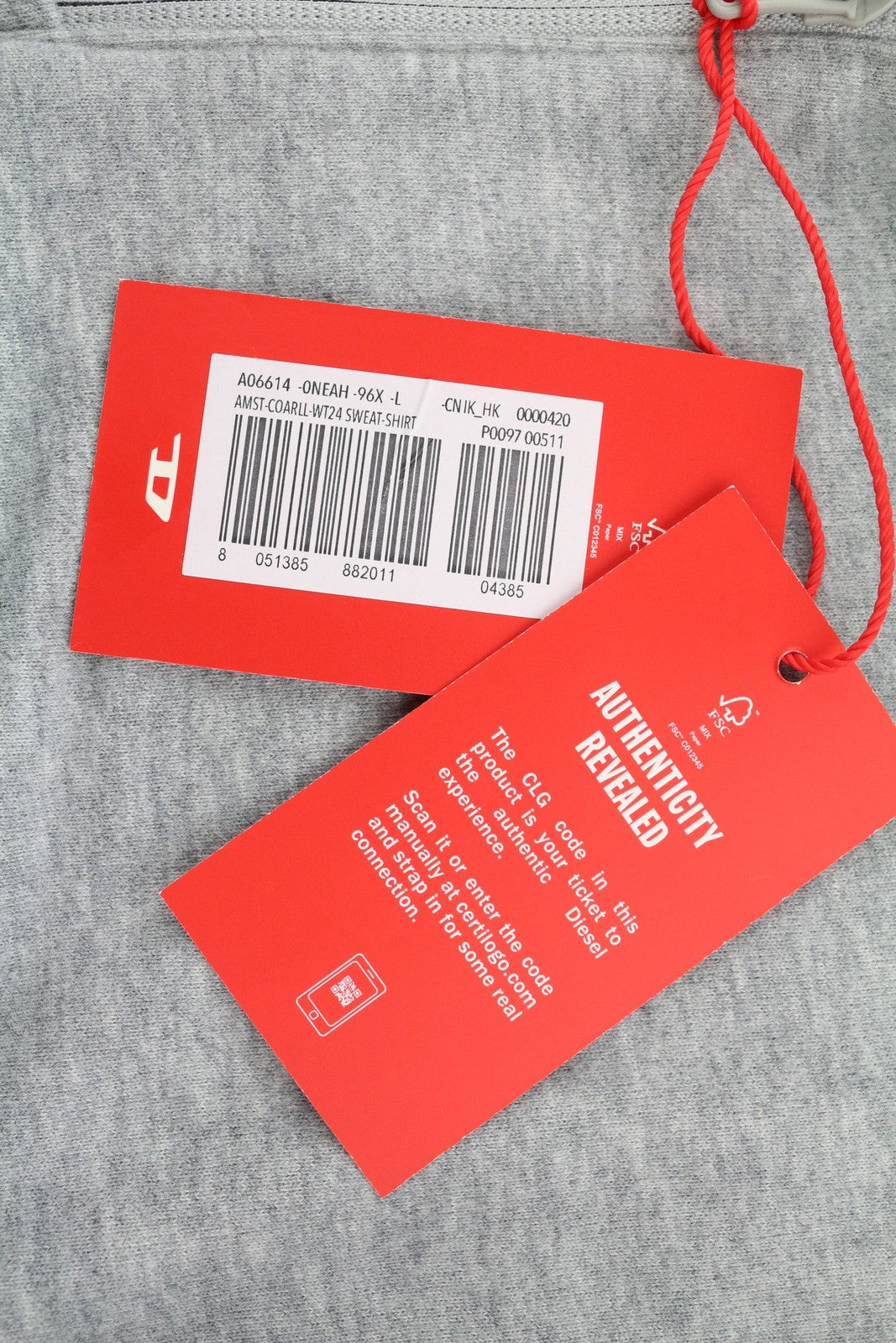 DIESEL Amst-Coarll-Wt24 vyriškas džemperis su gobtuvu, L Sport 55DSL, su užtrauktuku, melanžo pilkas, rekomenduojama mažmeninė kaina – 175 € 