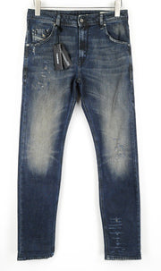 DIESEL Krayver R48XU vyriški džinsai W28/L32 plėšyti ploni morkų kirpimo tamprūs džinsai 