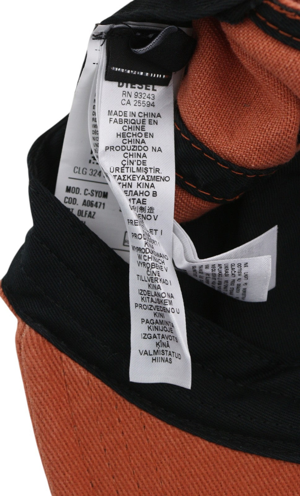 DIESEL C-Syom Men Cap OS Mid Orange Baseball Embroidered Logo Cotton Logo Unisex