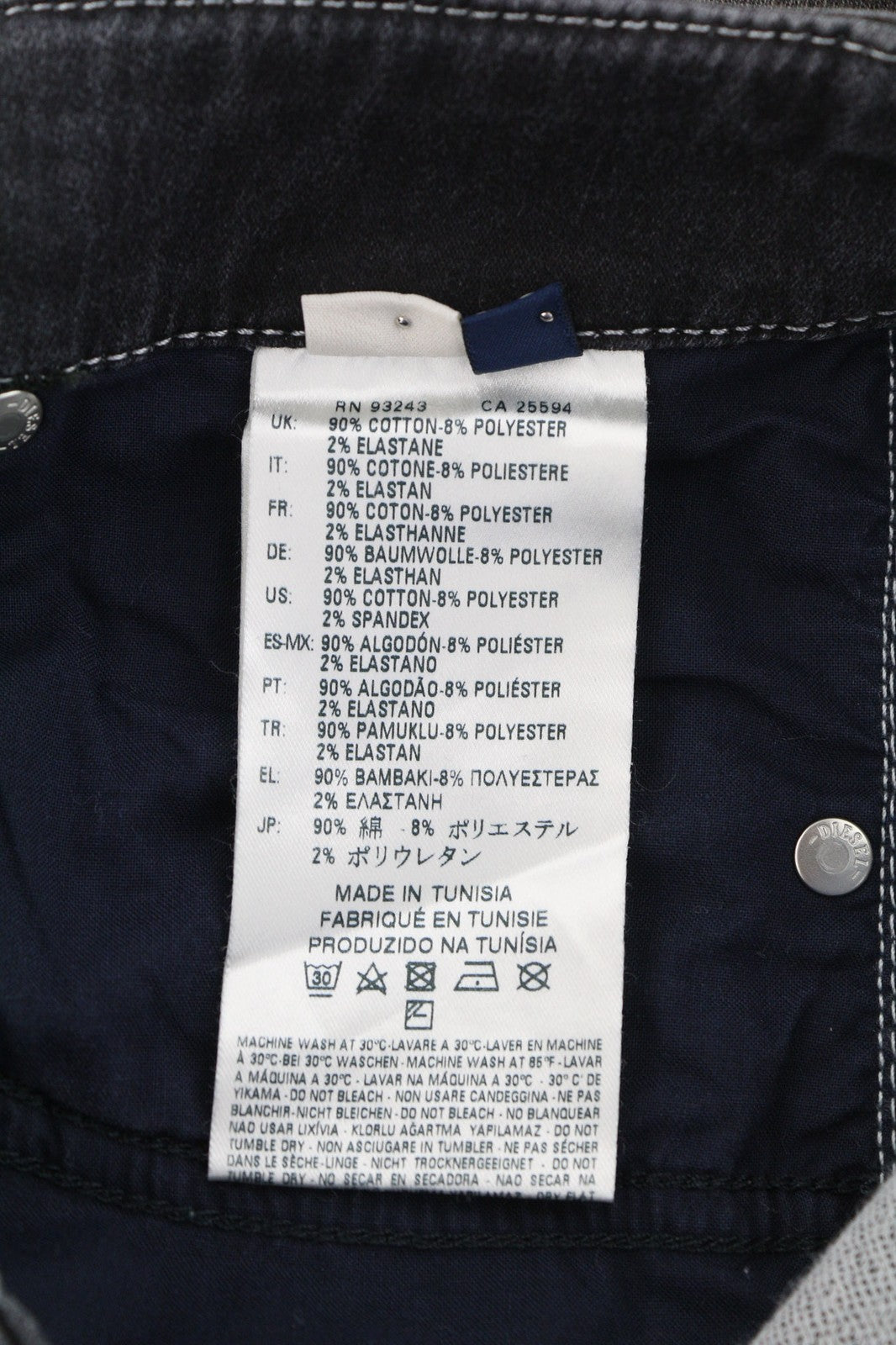 DIESEL Grupee-NE 0835B Womens Jeans W25 Sweat Jogg Slim Skinny Black Stretchy