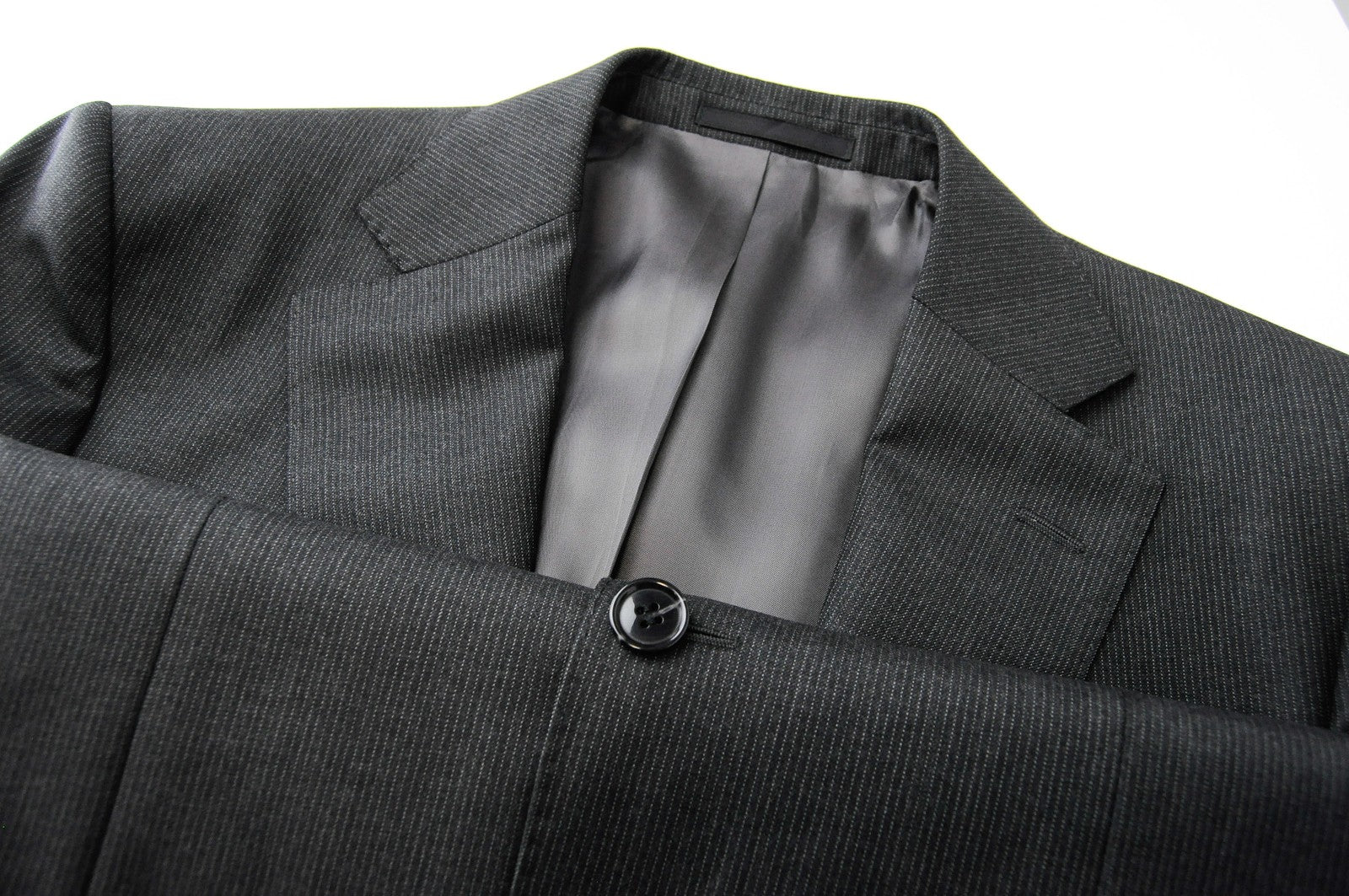 „SUITSUPPLY Napoli“ vyriškas švarkas UK38R vilnonis „Super 110's“ dryžuotas pilkas kostiumo švarkas 